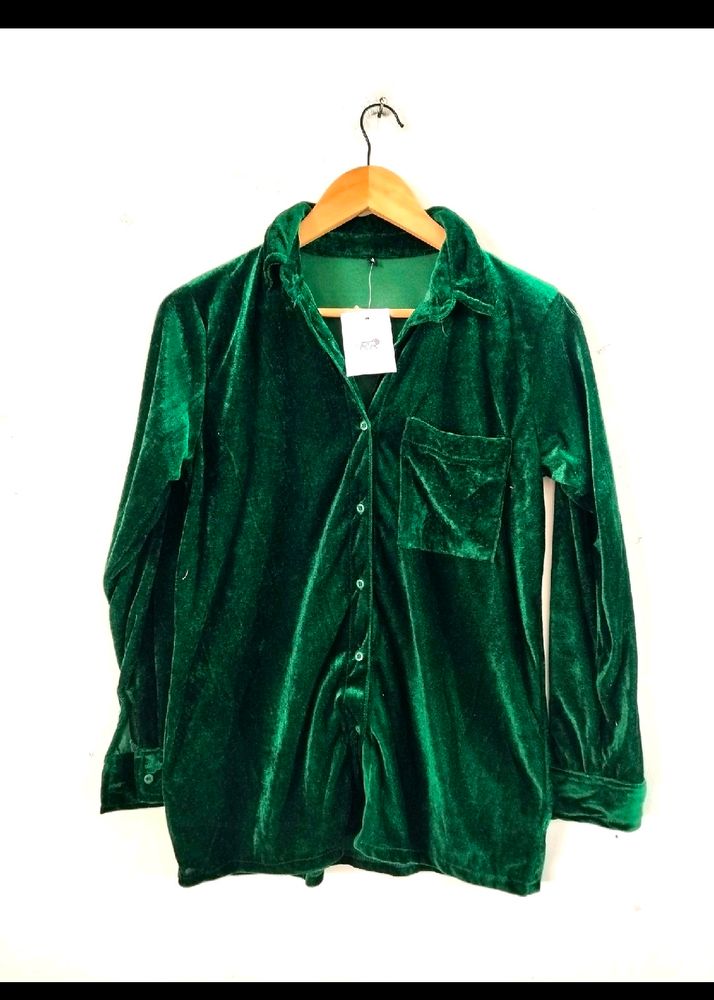 🟢🟢Green Velvet Shirt🟢🟢