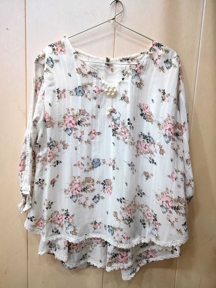 Floral White Printed Top (Women)