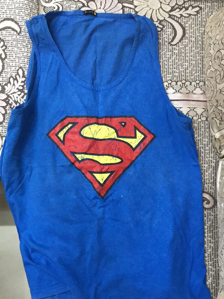 Men's Blue Superman Graphic Printed Vest