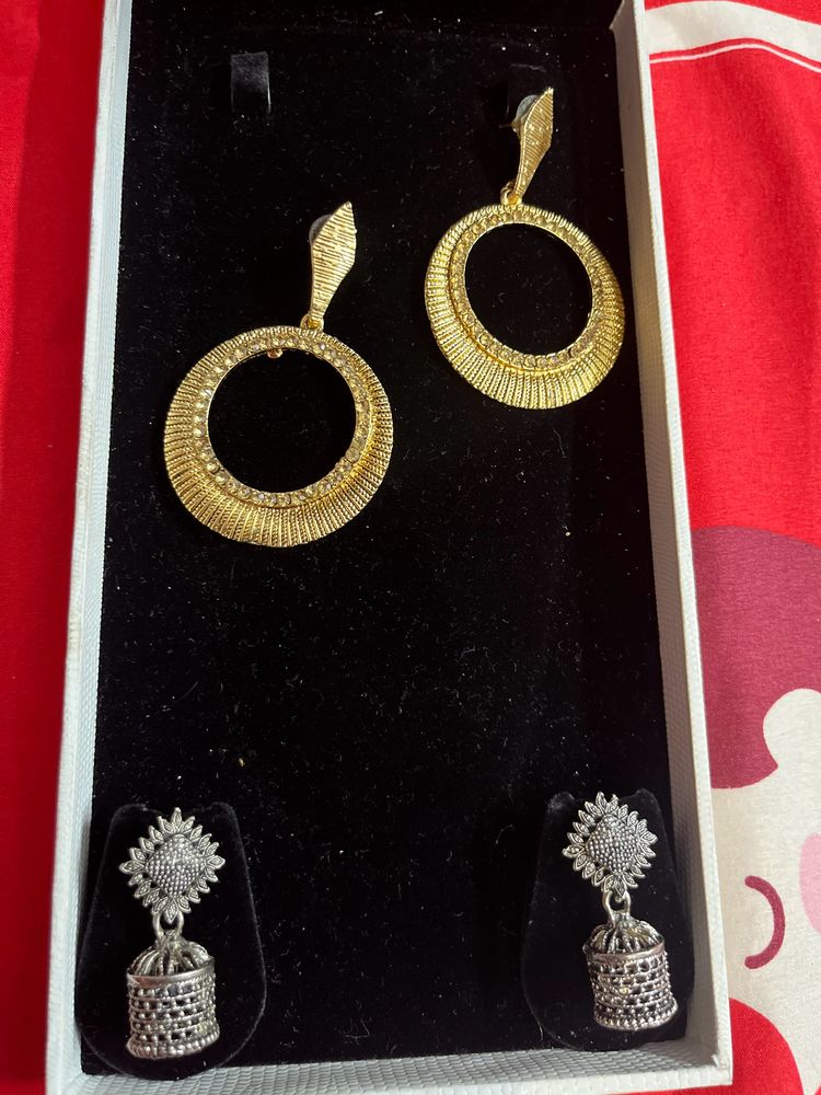 Combo Of Golden And Silver Earrings