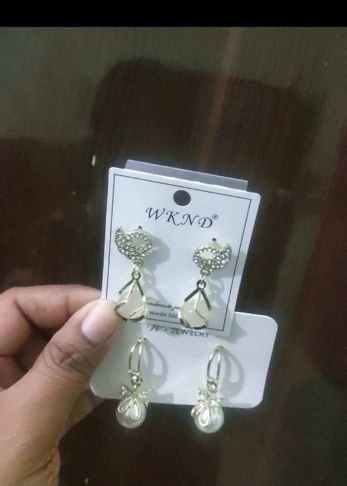 Two Pair Korean Gold Plated Earrings