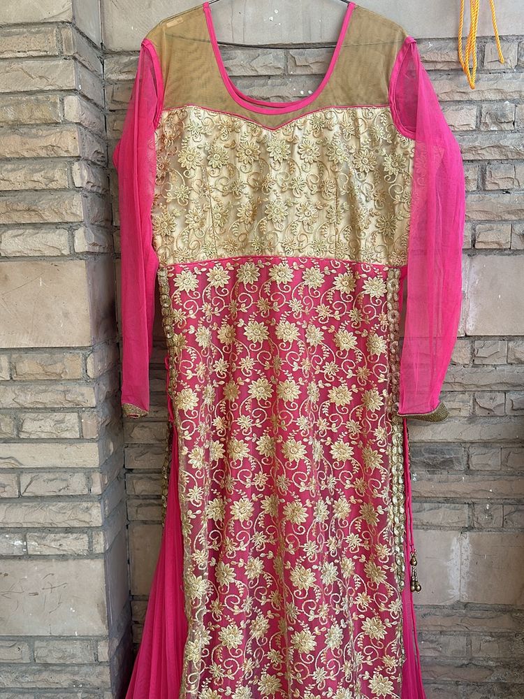 Heavy Work Anarkali Suit With Dupatta And Pajami