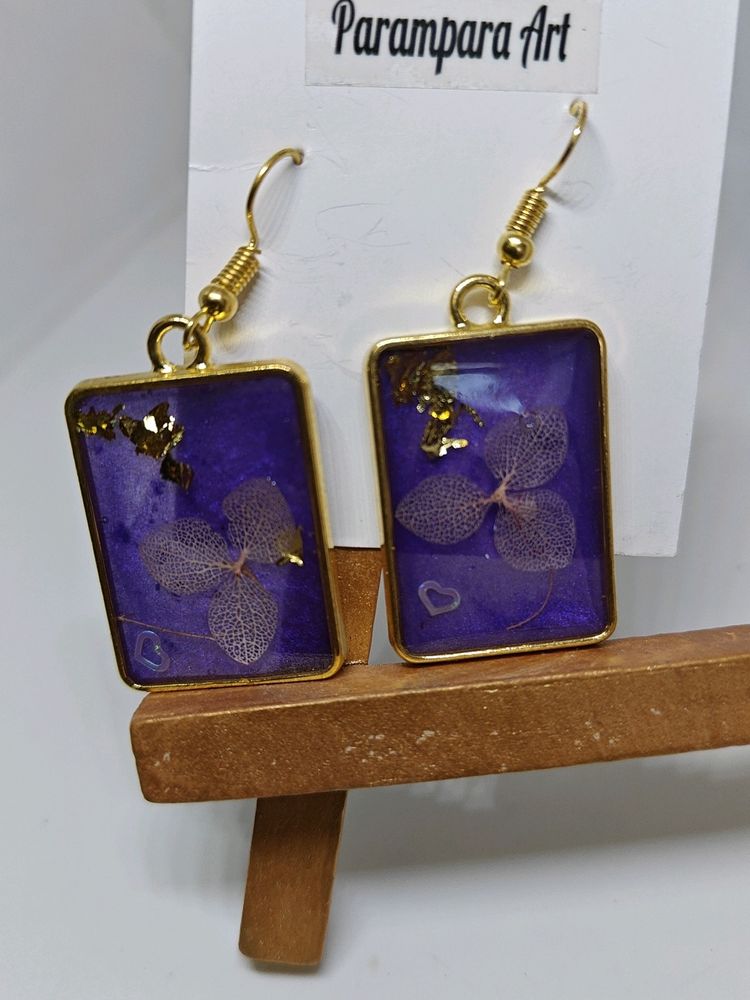 Resin Earrings Purple Colour