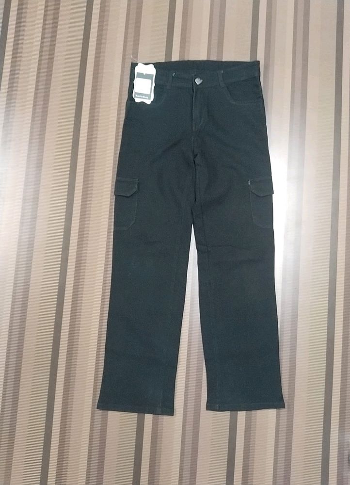 Q-54 Size 30 Cargo Straight Women Denim Jeans