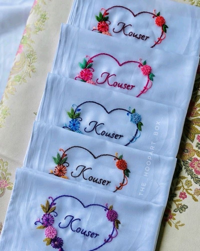 Hand Embroidered Name Hankercheif