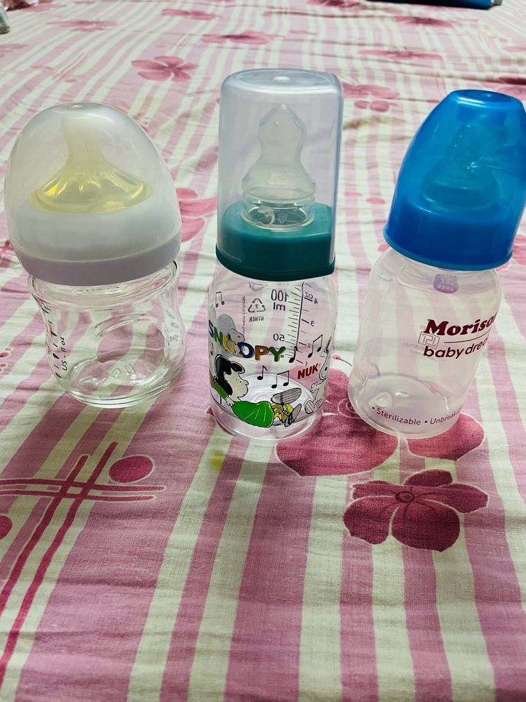 Set Of 3 Baby Milk Feeding Bottles