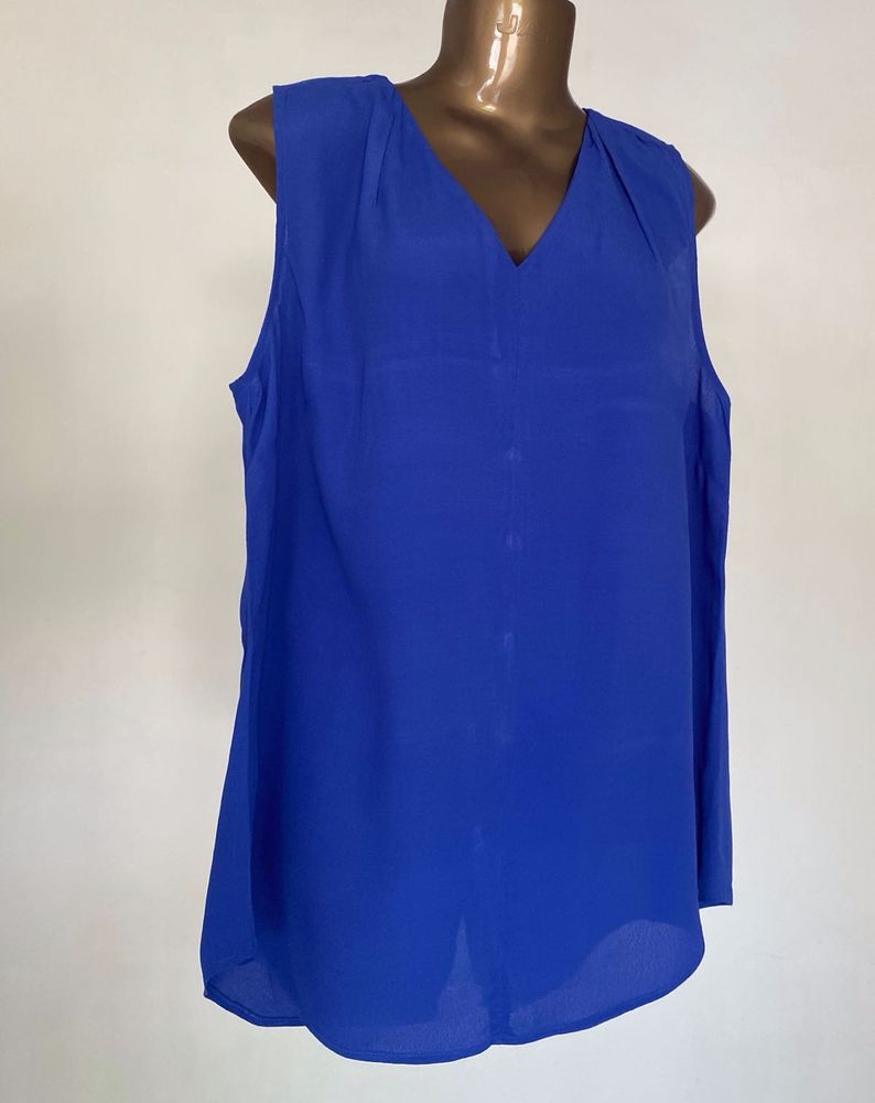 Electric Blue Back Button Sleeveless Top