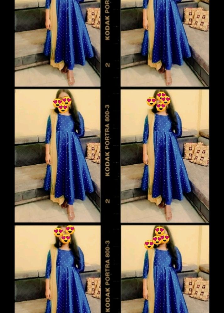 AKS Peacock Blue Anarkali Gown/Kurta