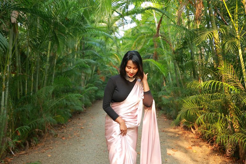 A Rose Gold Satin Saree