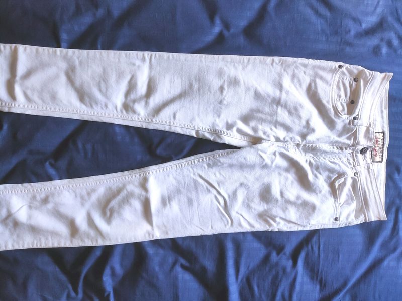 High Waist White Jeans Women (30)