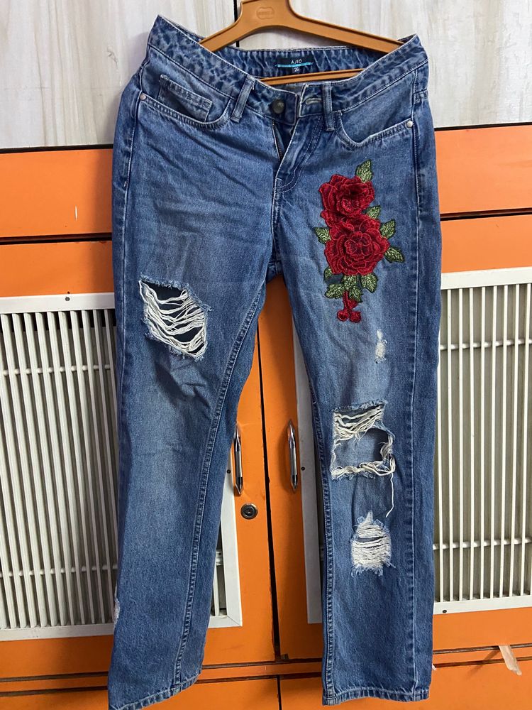 Ajio Distressed Embellished Jeans