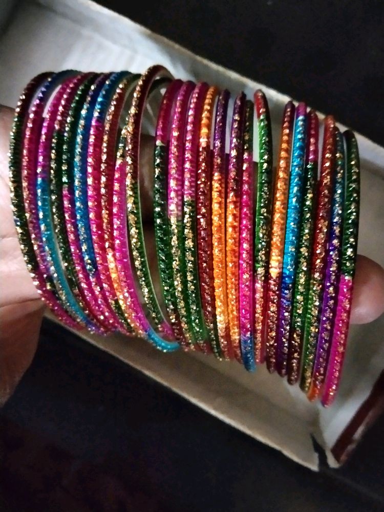 Multicolour Metal Bangles 2 Dozen