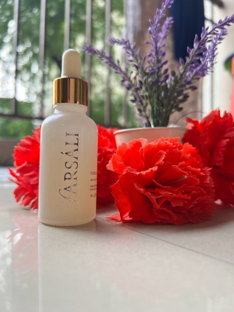 Farsali Rose Gold Serum Open Bottle