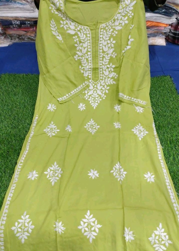 Green Handwork Chikankaari Kurta