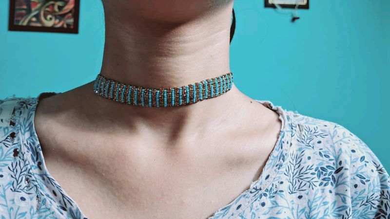 Ethnic Blue Neck Choker