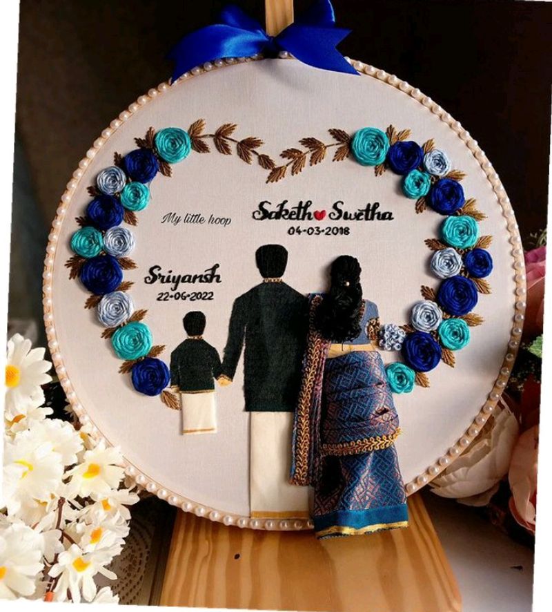 Embroidery hoop of family