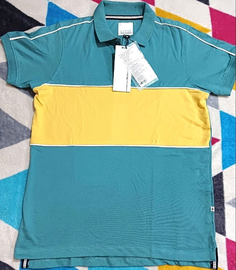 Teen Boy Gree And Yellow Polo T-shirt