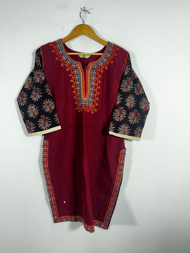 Cotton Maroon  Kurti(women)