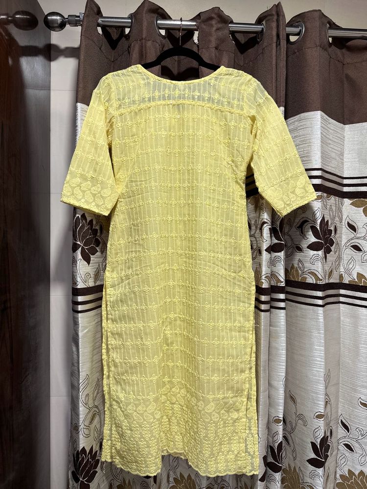 Yellow Thread Work Kurta