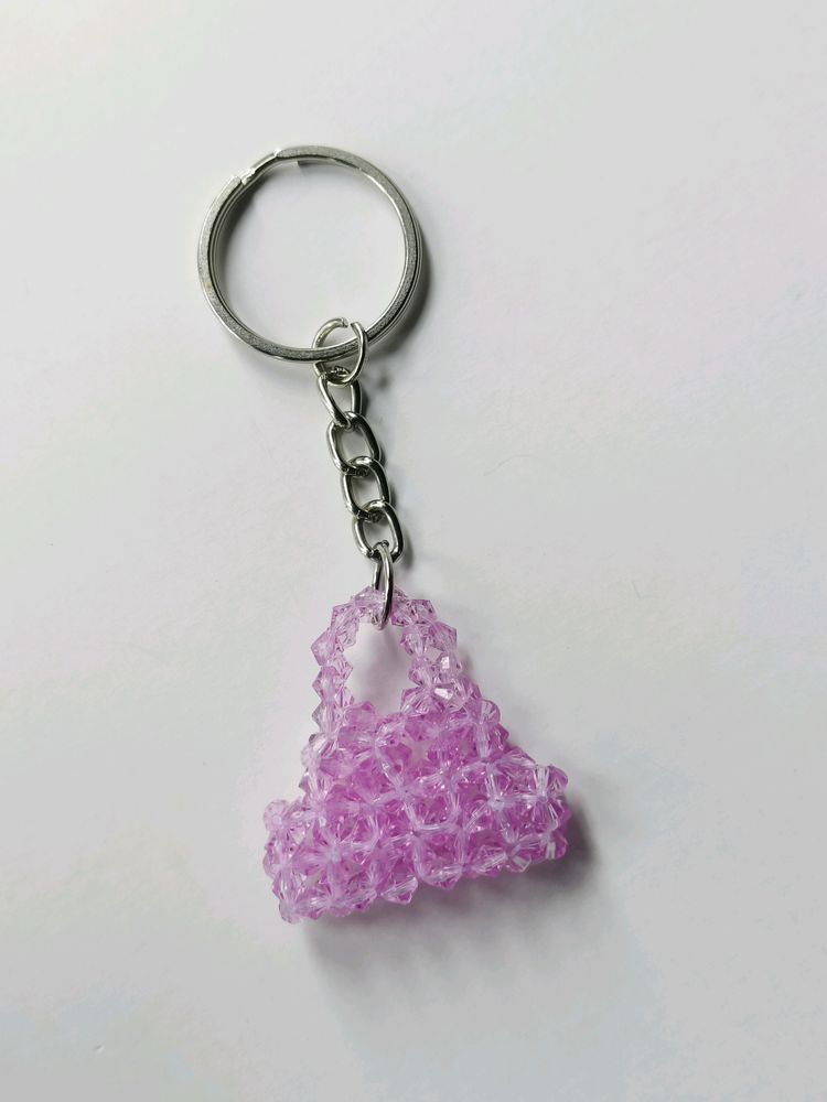 Lavender Beaded Bag Keychain