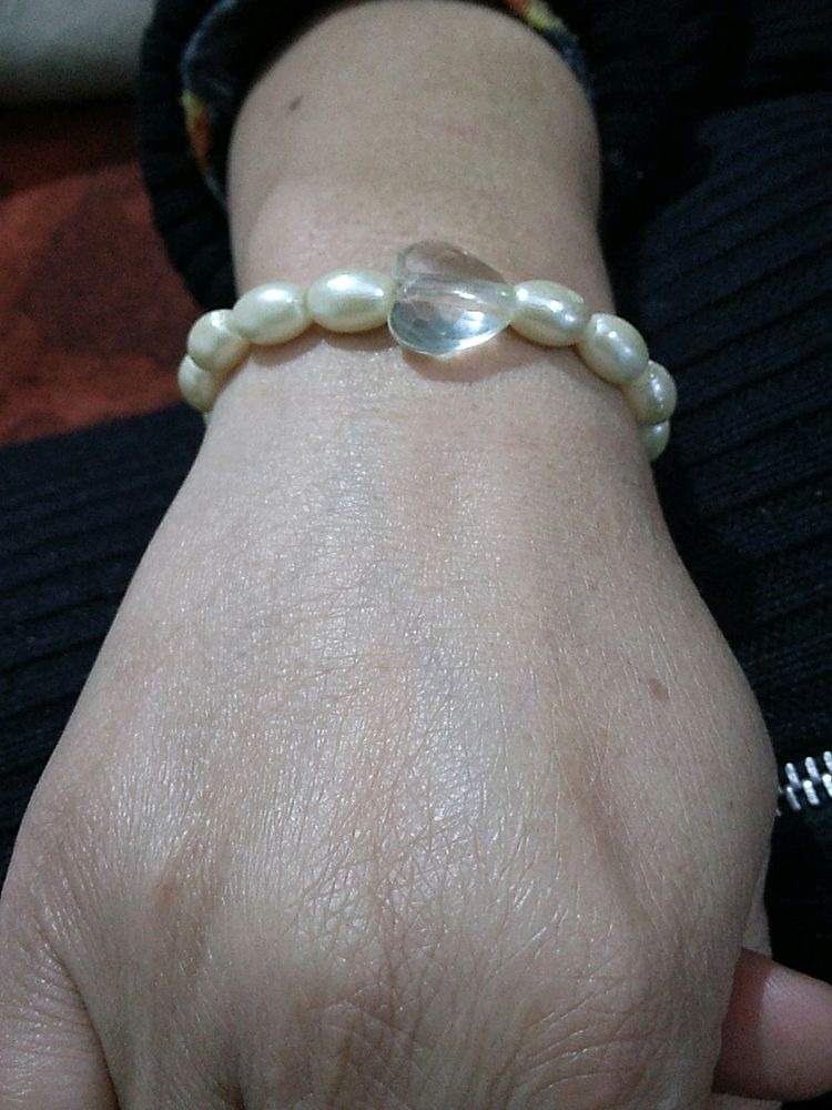 Heart Crystal Pearl Bracelet