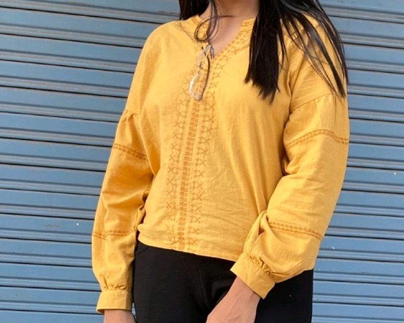 Yellow Long Sleeve High Quality Top