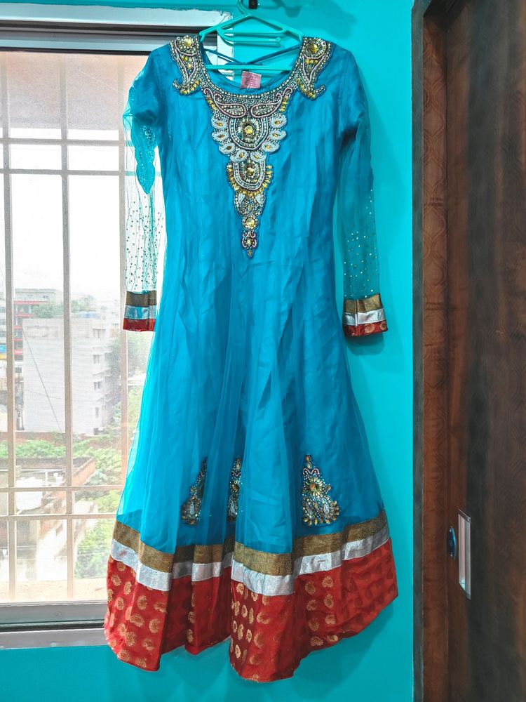 Partywear Gown With Churidar