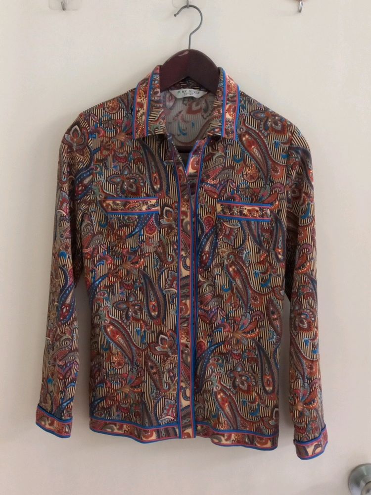 Full Sleeves Multicolored  Shirt With Diamond Work