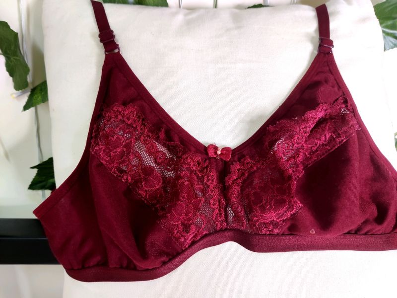 Maroon Lace Bra 32B