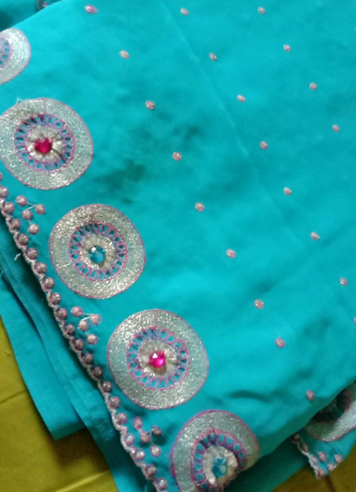 Treaty Blue Colour Saree