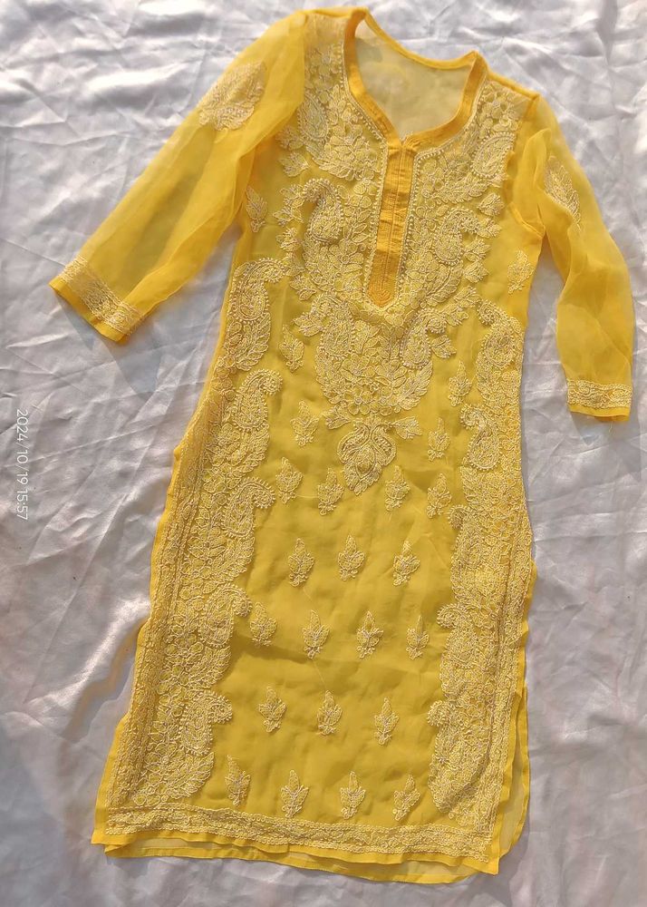 💛Lucknowi Work With Gota Patti Chikankari Kurta