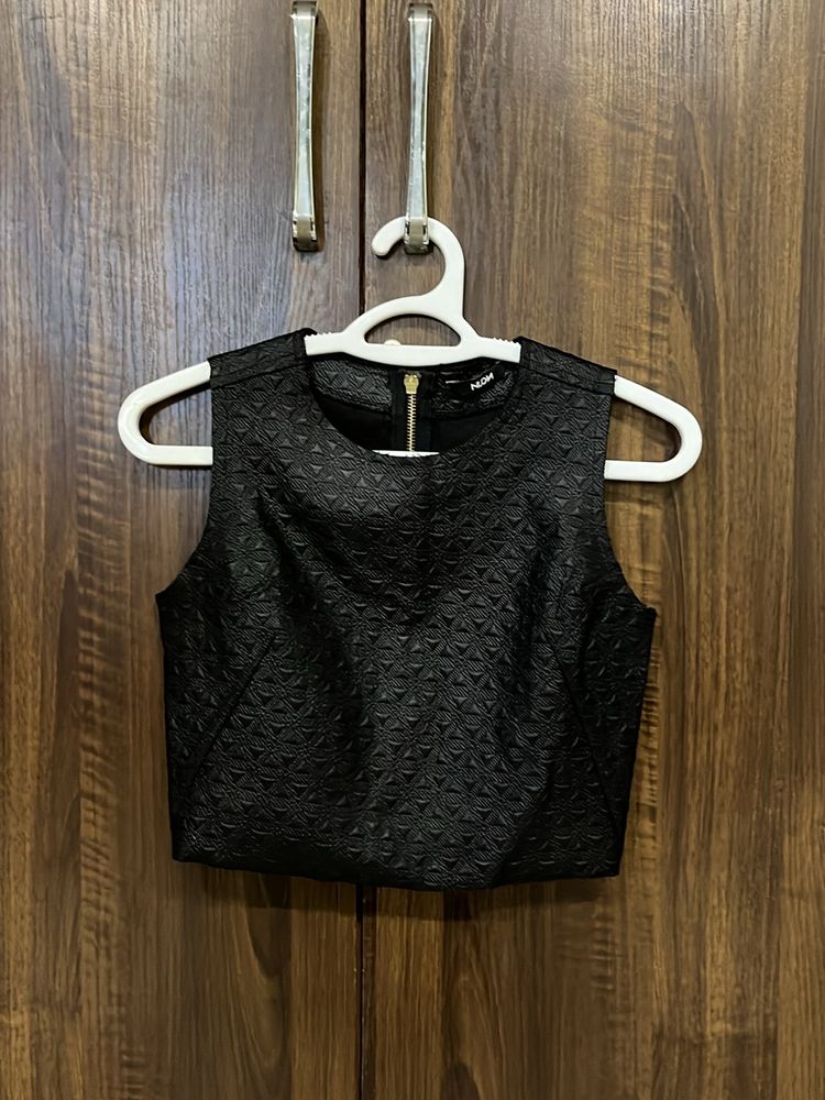 Black Leather Crop Top