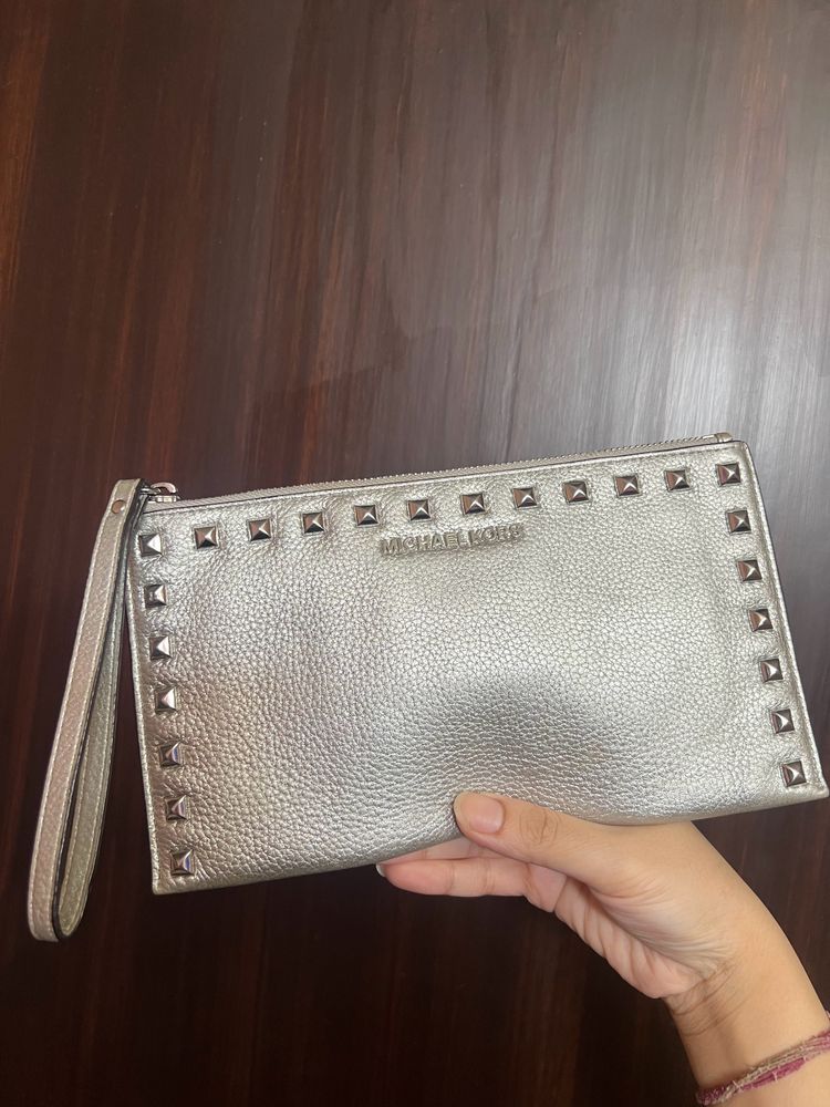 Michael Kors Metallic Wristlet Clutch