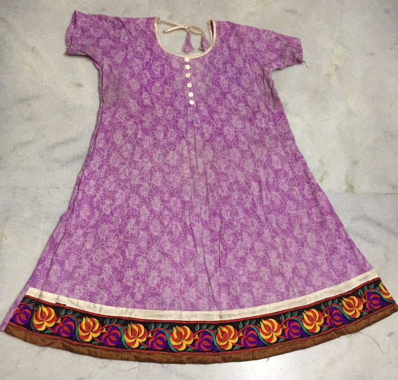 Comfortable Lavender Colour Cotton Kurti