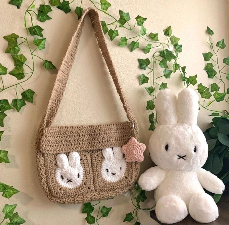 Crochet Miffy Messenger Sling Bag