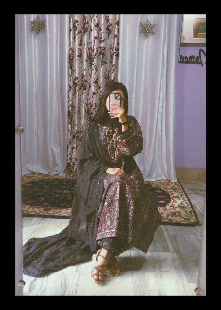 Pakistani Suit Black Printed