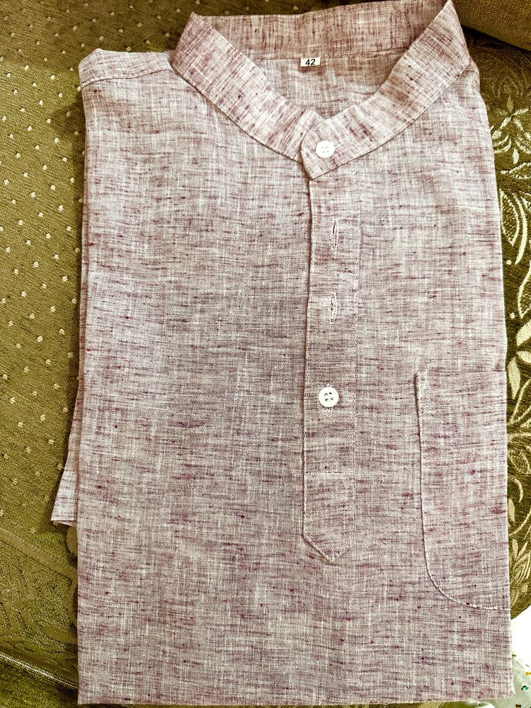 Khadi Kurta Shirt Lavender Shade