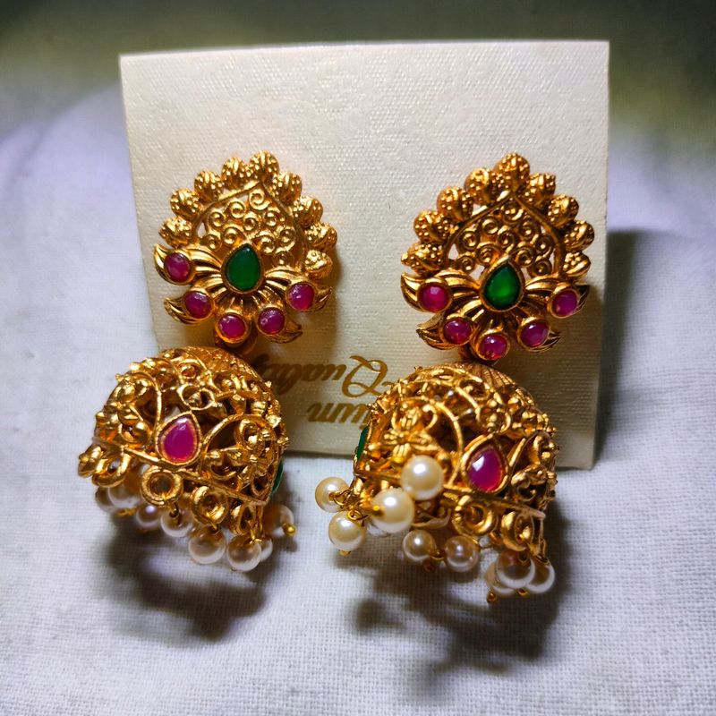 Antique Multi Colour Traditional Jhumka Earrings