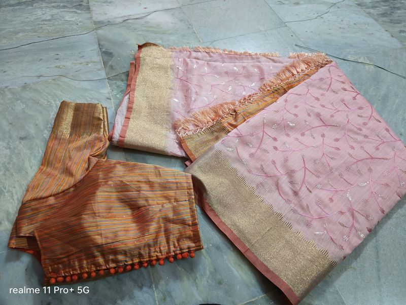 Embroidery Work Sarees With Designer Blouse