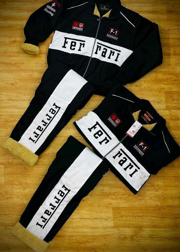 Men's Sherpa Fur Tracksuit Ferrari Embroidery