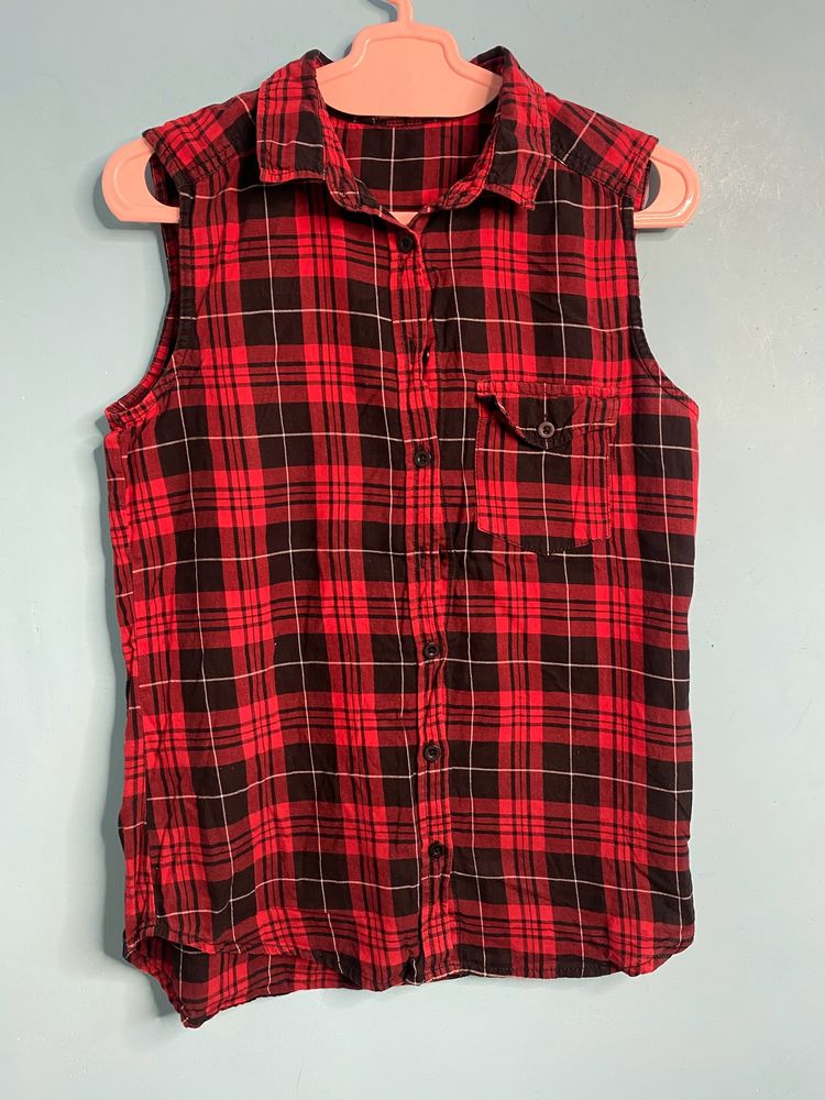 Red Sleeveless Shirt