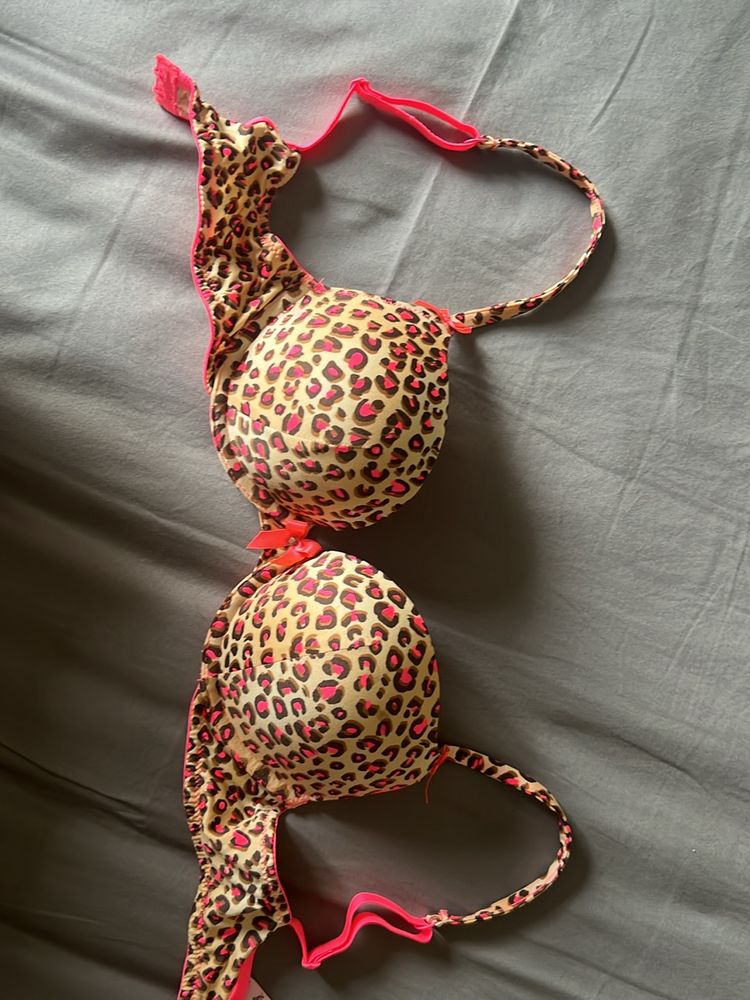 Neon Pink Cheetah Print Push-up Bra