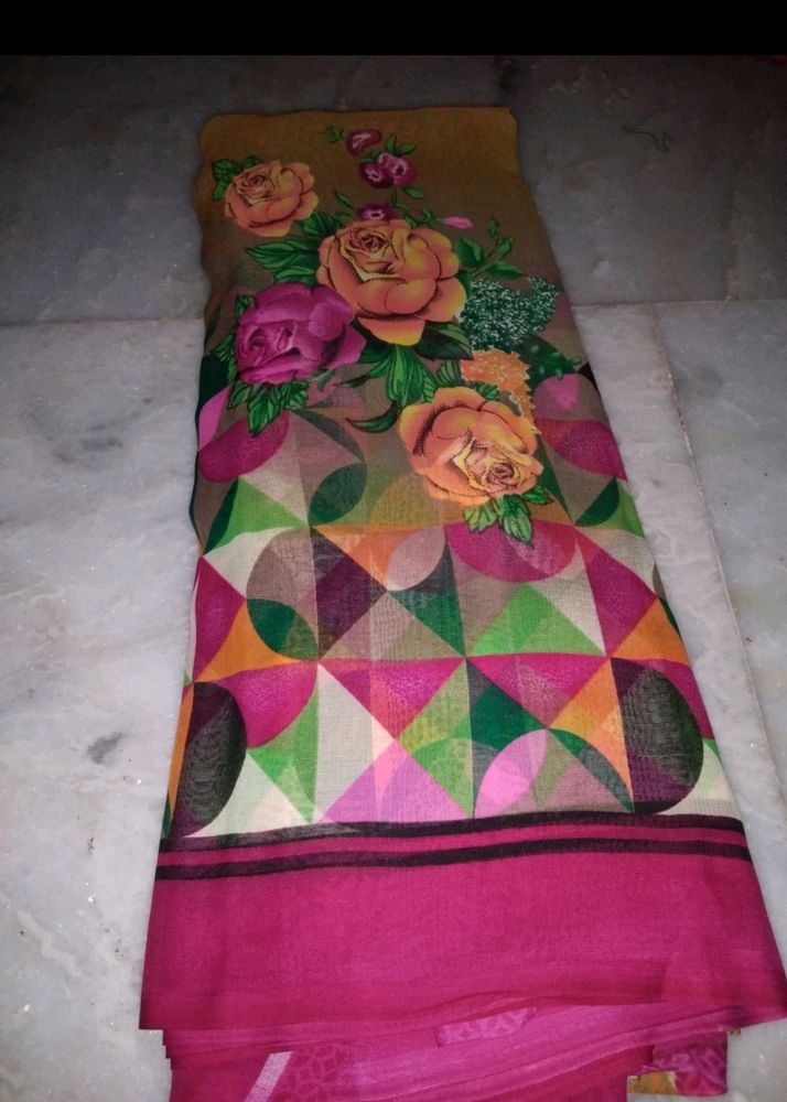 Geometric Print Georgette Saree