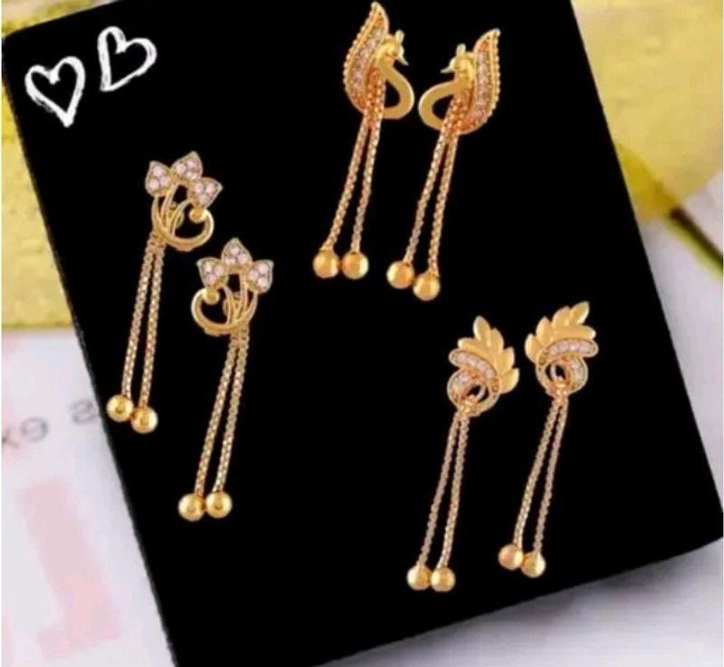 3 Set Of Gold Plated Earrings