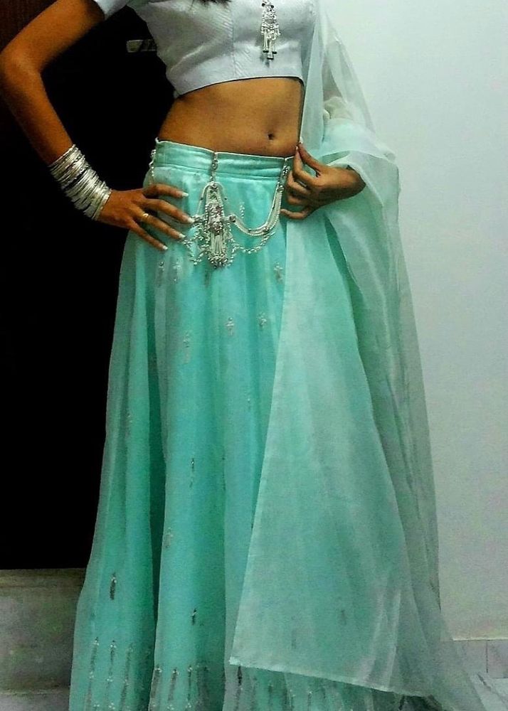 Light Green Lehenga Choli Stitched Set