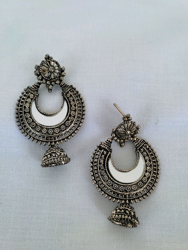 Silver Mirror Jhumka