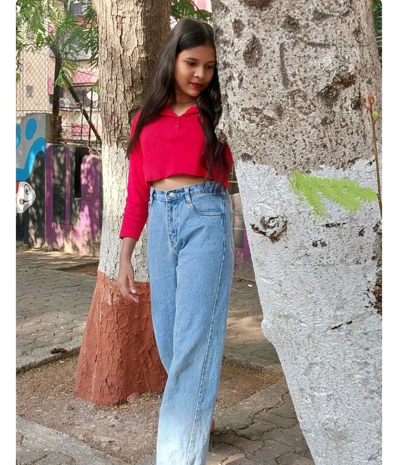 Red Color Crop Top