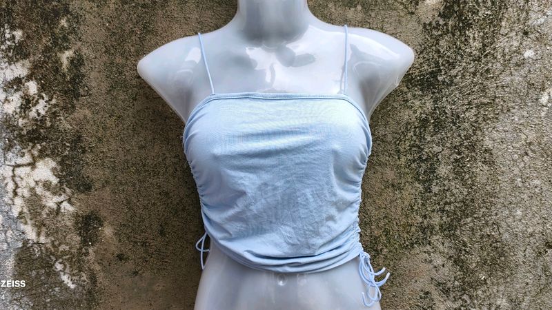 SEXY SKY BLUE COLOUR RUCHED TOP