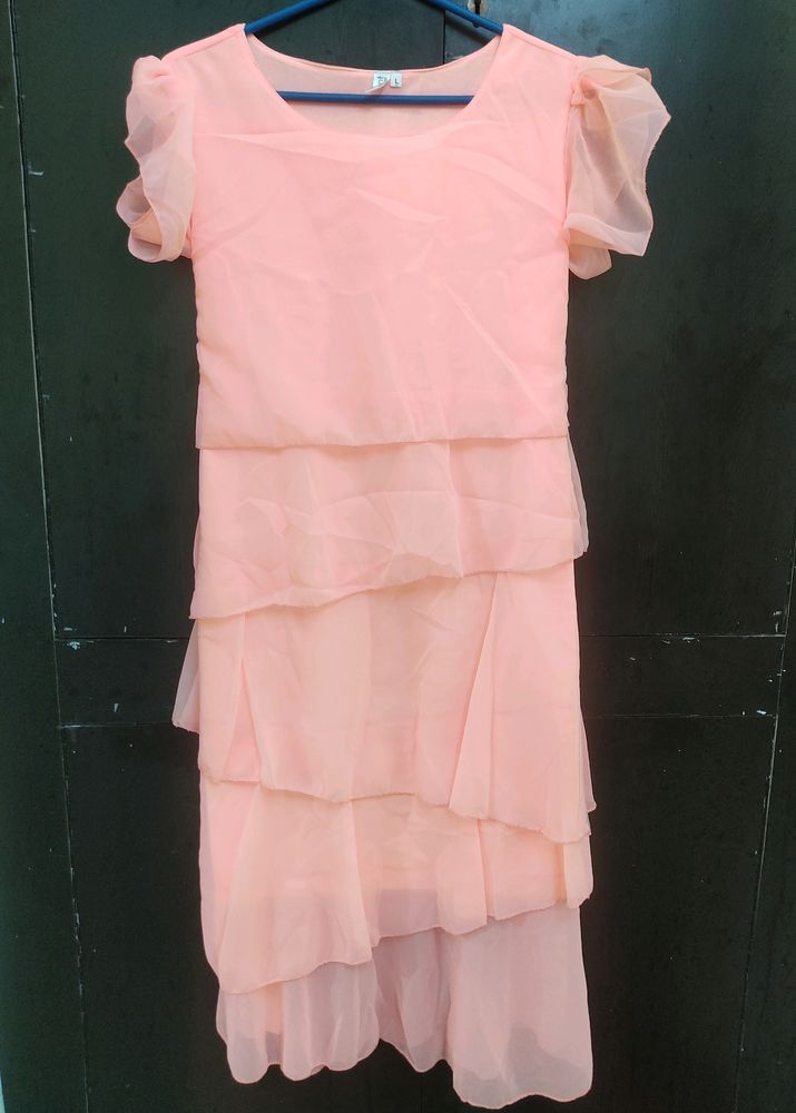 Peach Colour One Piece Dress