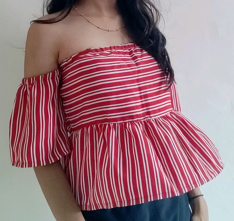 Stripes Off Shoulder Top By Missa More Clothing 😍